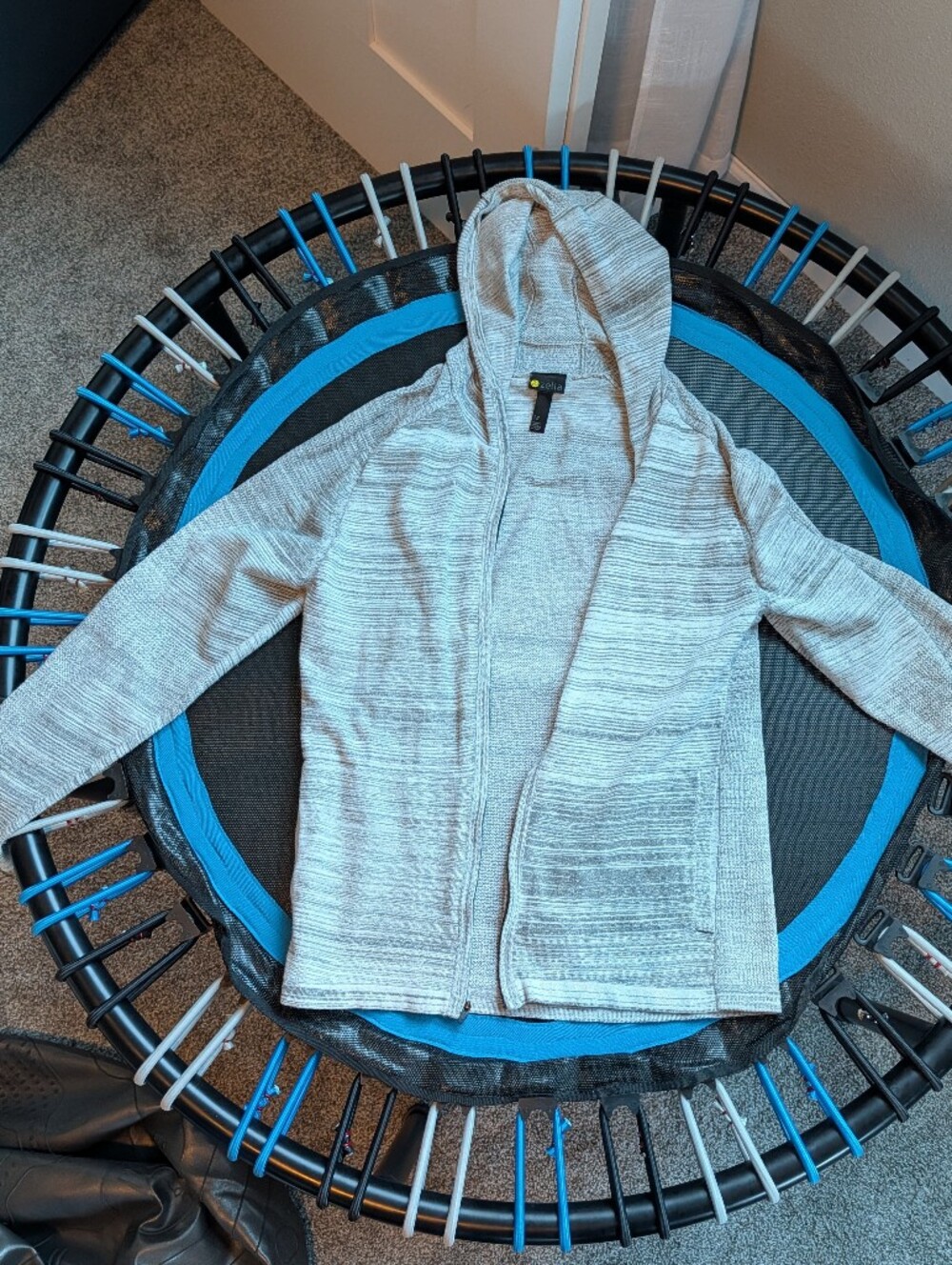 Men's Light Gray Full-Zip Hooded Knit Activewear Jacket